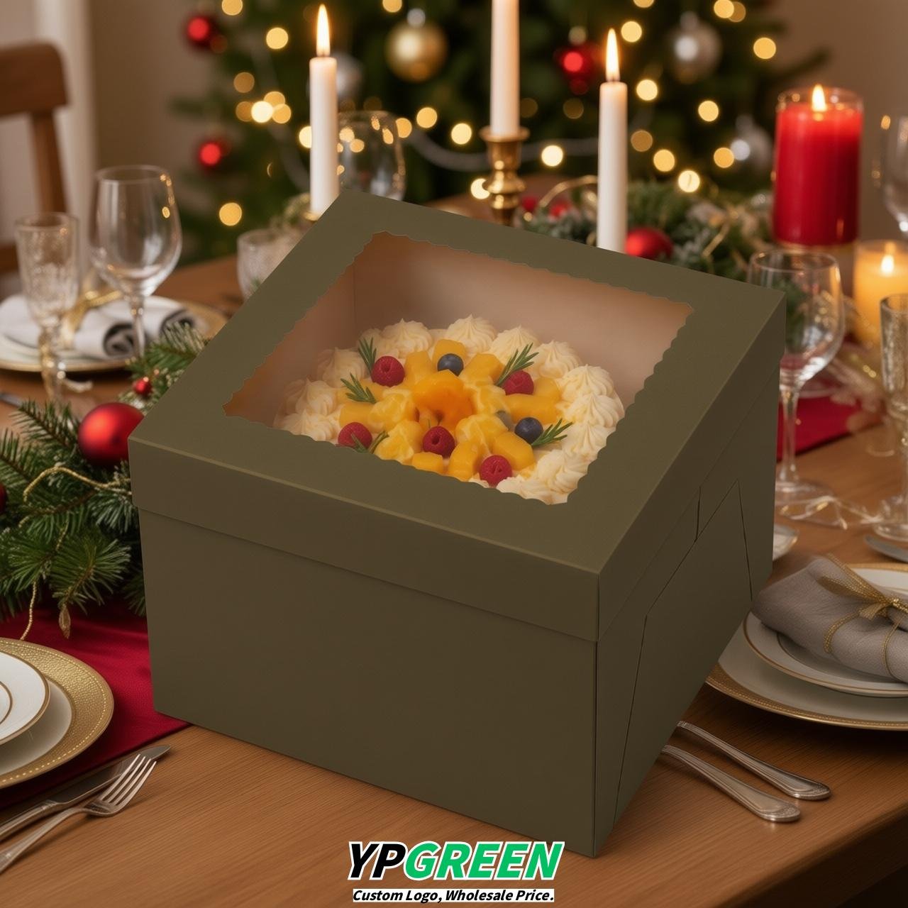 Umber 10 & 12 inches Tall Cake Box with Window - Square Cardboard Cake Box Umber 10 & 12 inches Tall Cake Box with Window - Square Cardboard Cake Box