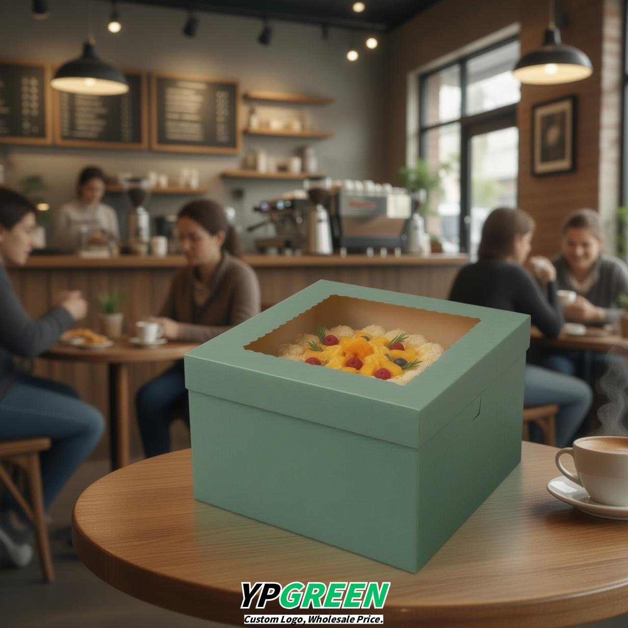 Verdigris 10 & 12 inches Tall Cake Box with Window - Square Cardboard Cake Box