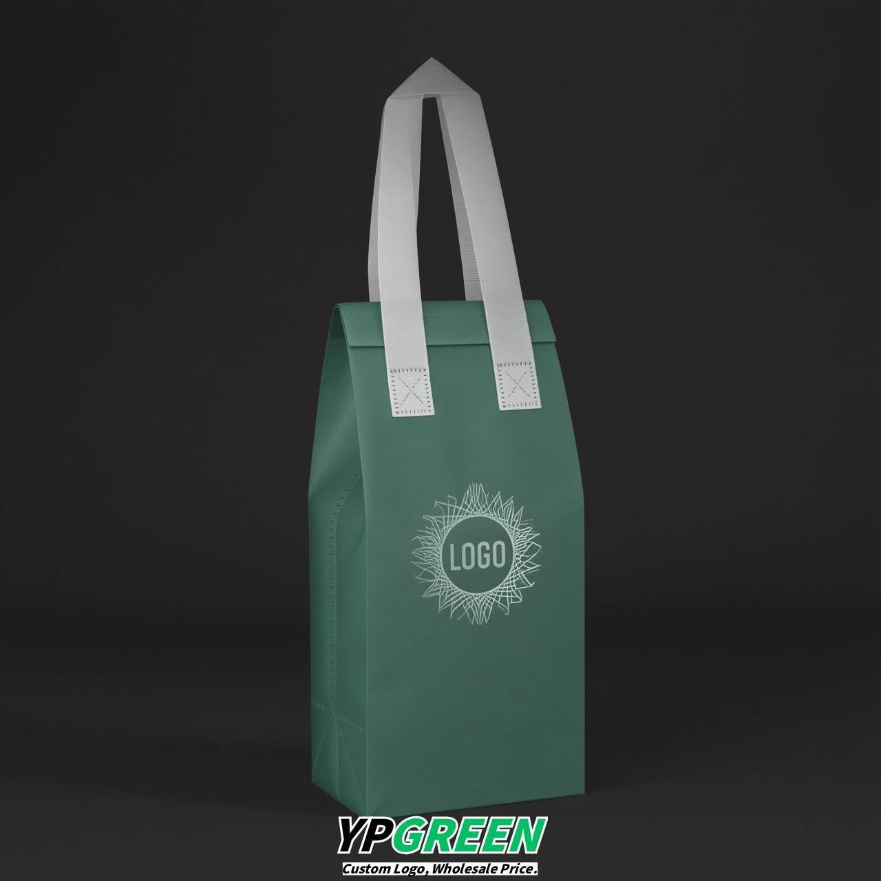 Verdigris Individual insulated take away bags wholesale 11x4.7x3.9 inches Thermal Beverage Take Out Bags