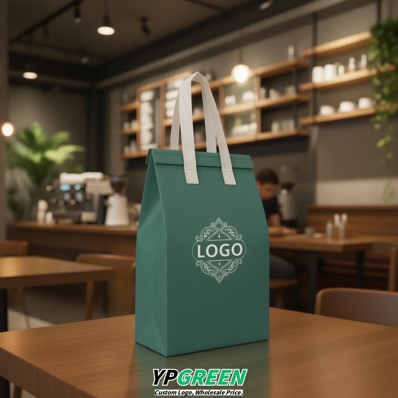 Verdigris Individual insulated take away bags wholesale 11x4.7x3.9 inches Thermal Beverage Take Out Bags