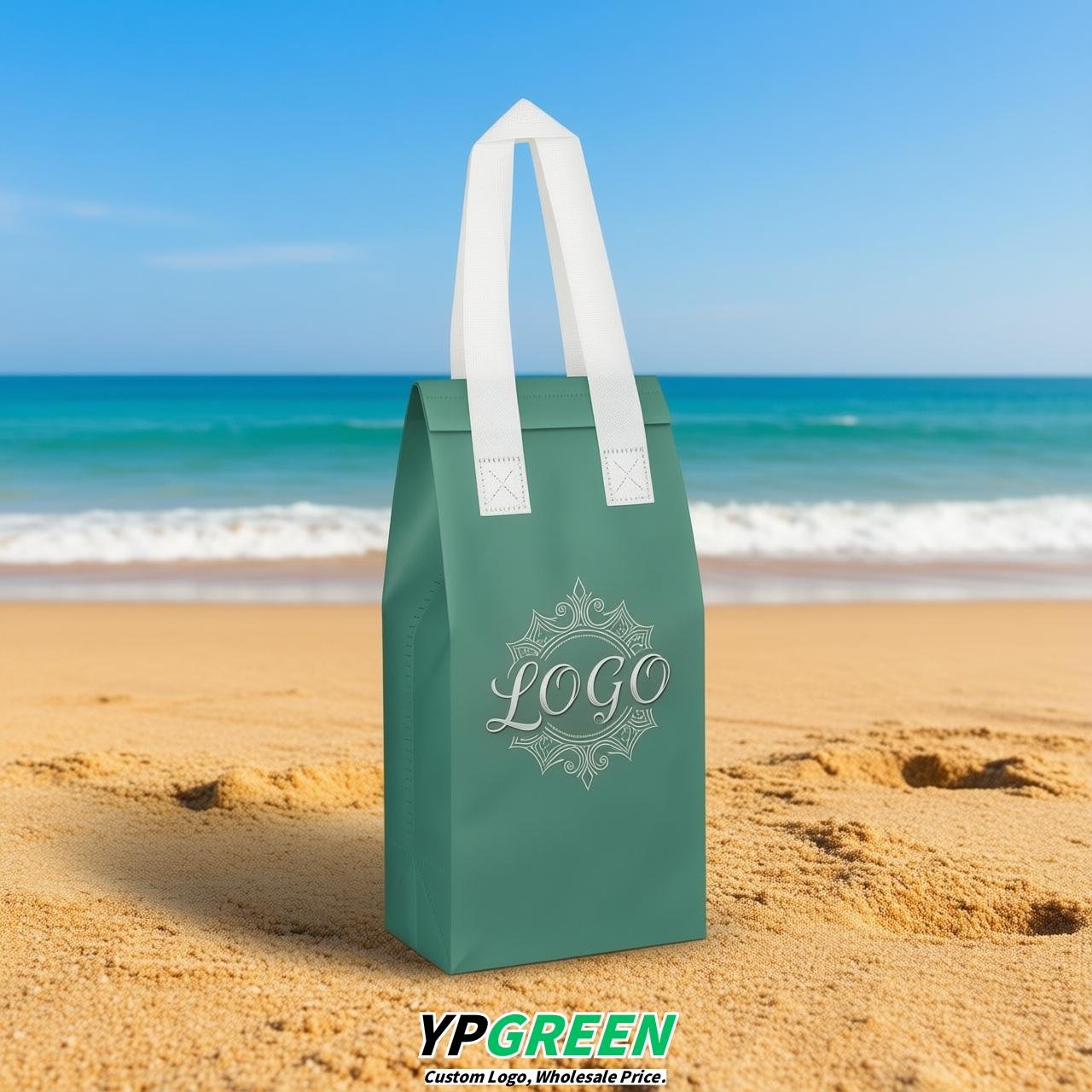 Verdigris Individual insulated take away bags wholesale 11x4.7x3.9 inches Thermal Beverage Take Out Bags