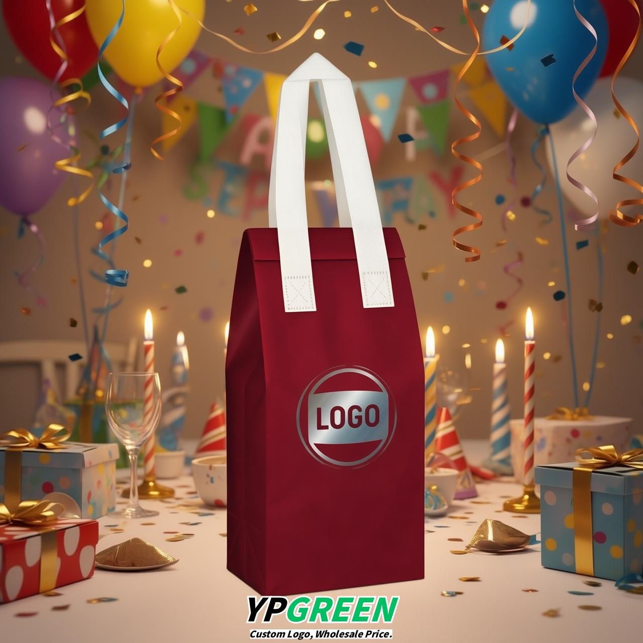 Vermilion Individual insulated take away bags wholesale 11x4.7x3.9 inches Thermal Beverage Take Out Bags