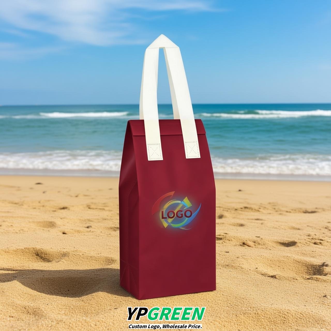 Vermilion Individual insulated take away bags wholesale 11x4.7x3.9 inches Thermal Beverage Take Out Bags