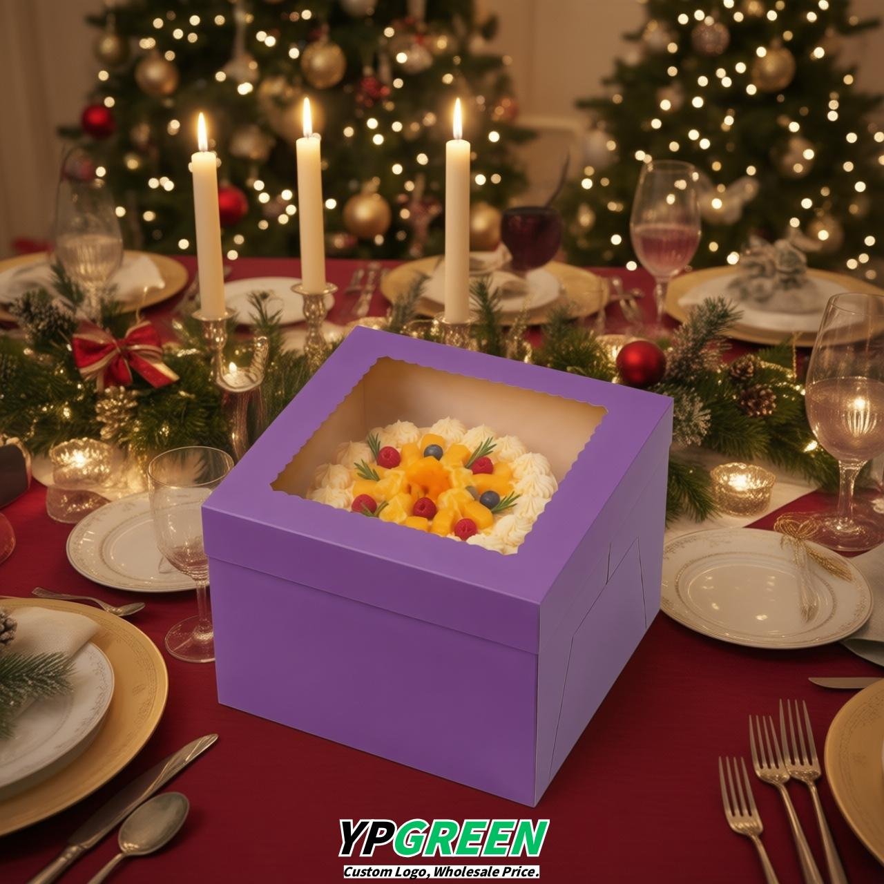 Violet 10 & 12 inches Tall Cake Box with Window - Square Cardboard Cake Box Violet 10 & 12 inches Tall Cake Box with Window - Square Cardboard Cake Box