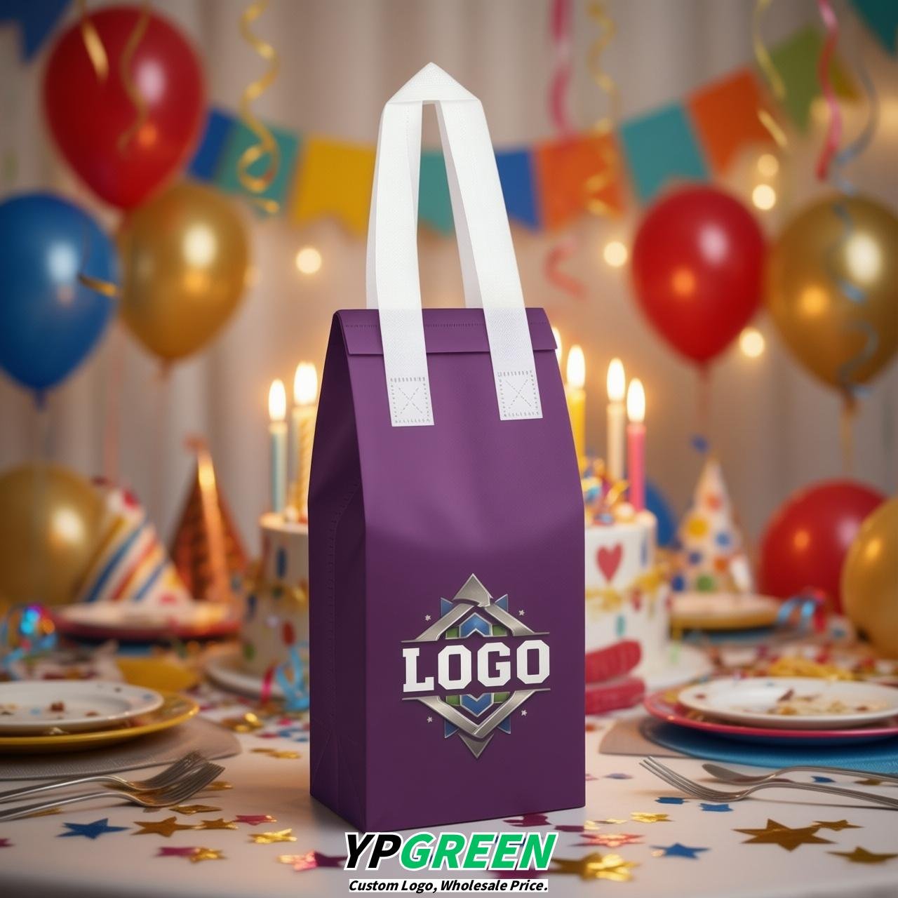 Violet Individual insulated take away bags wholesale 11x4.7x3.9 inches Thermal Beverage Take Out Bags