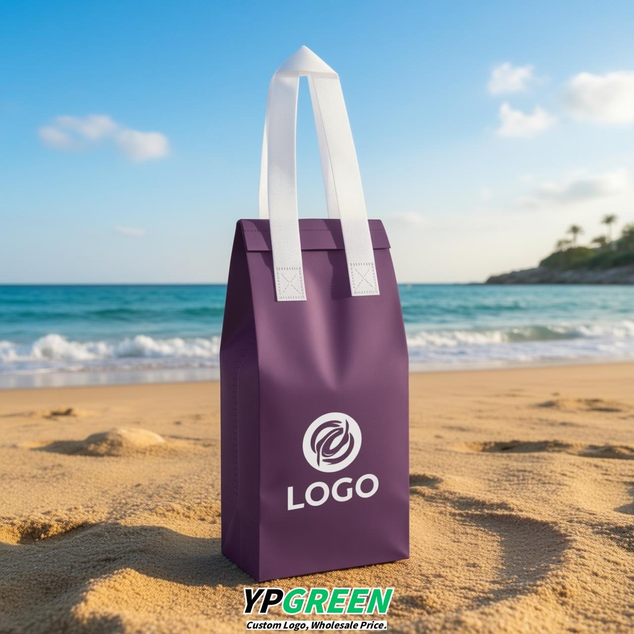 Violet Individual insulated take away bags wholesale 11x4.7x3.9 inches Thermal Beverage Take Out Bags