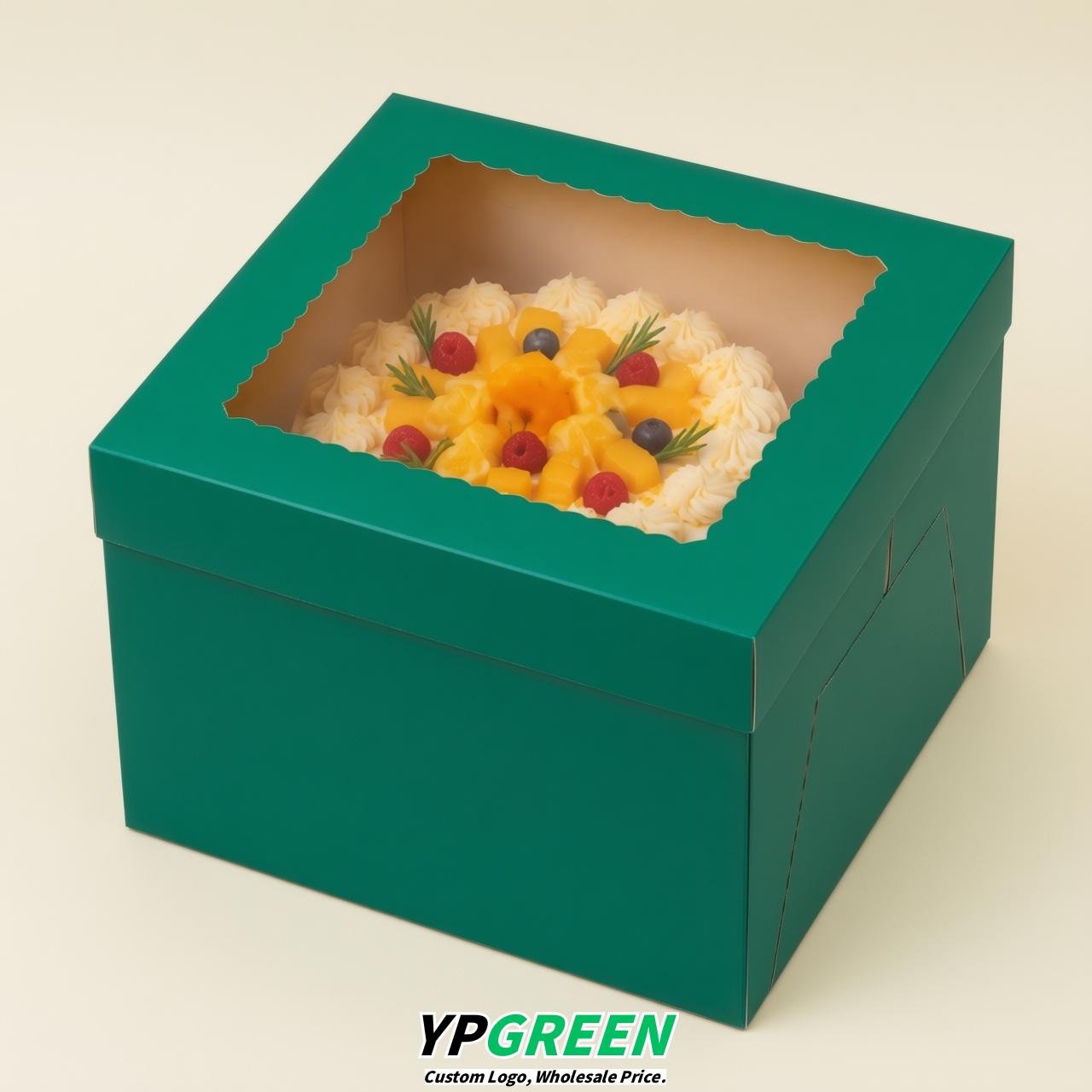 Viridian 10 & 12 inches Tall Cake Box with Window - Square Cardboard Cake Box