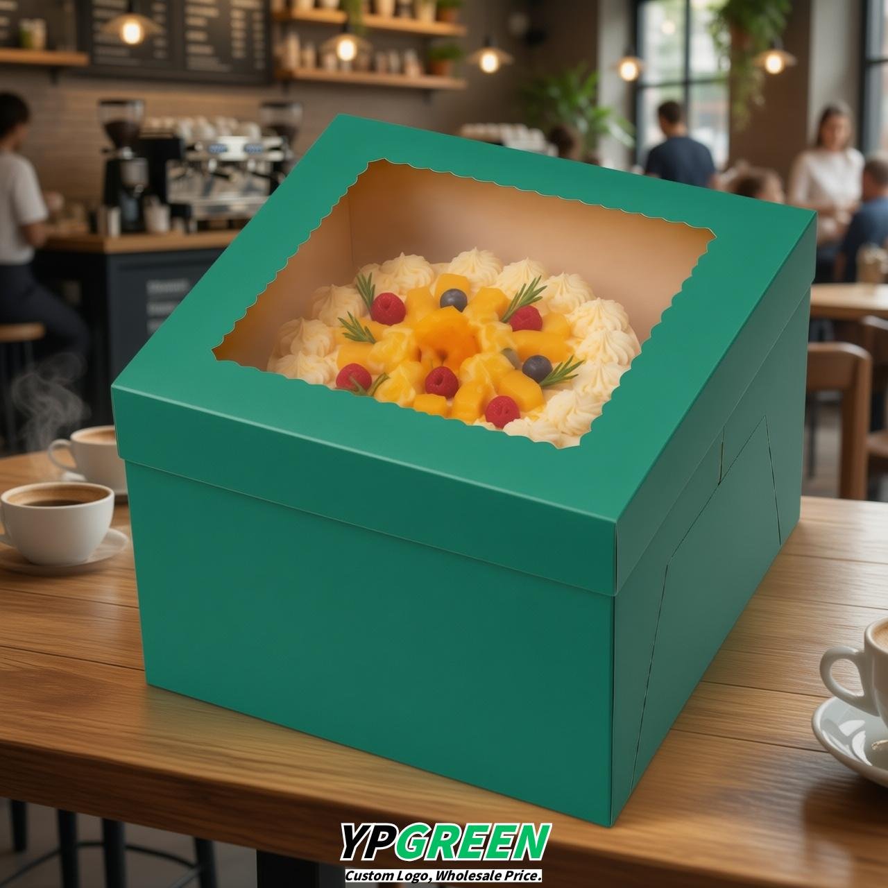 Viridian 10 & 12 inches Tall Cake Box with Window - Square Cardboard Cake Box