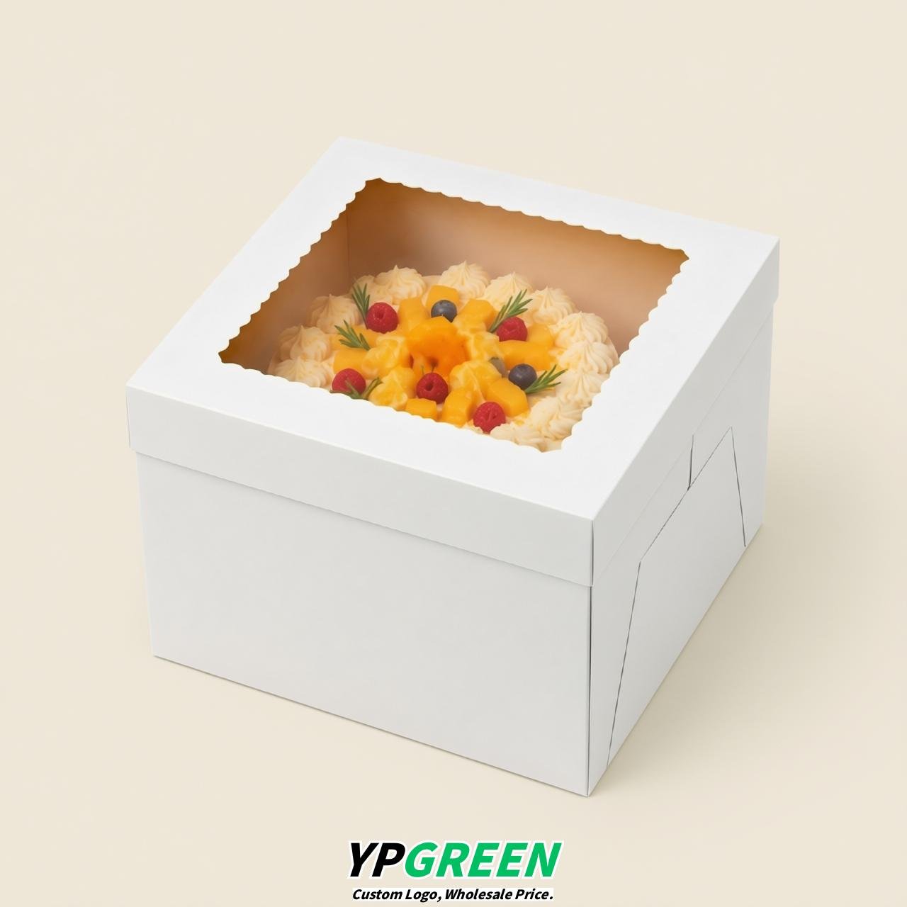 White 10 & 12 inches Tall Cake Box with Window - Square Cardboard Cake Box