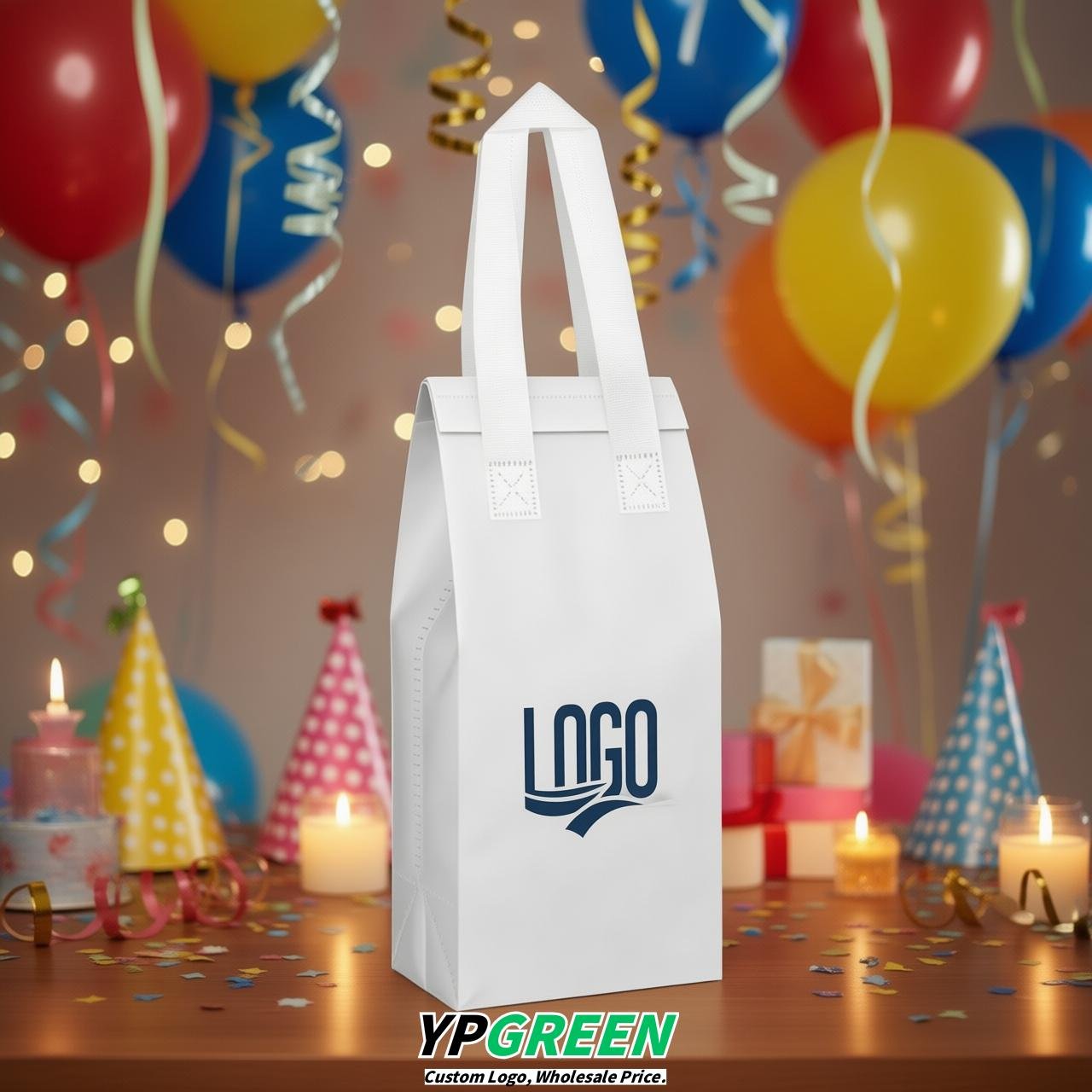 White Individual insulated take away bags wholesale 11x4.7x3.9 inches Thermal Beverage Take Out Bags
