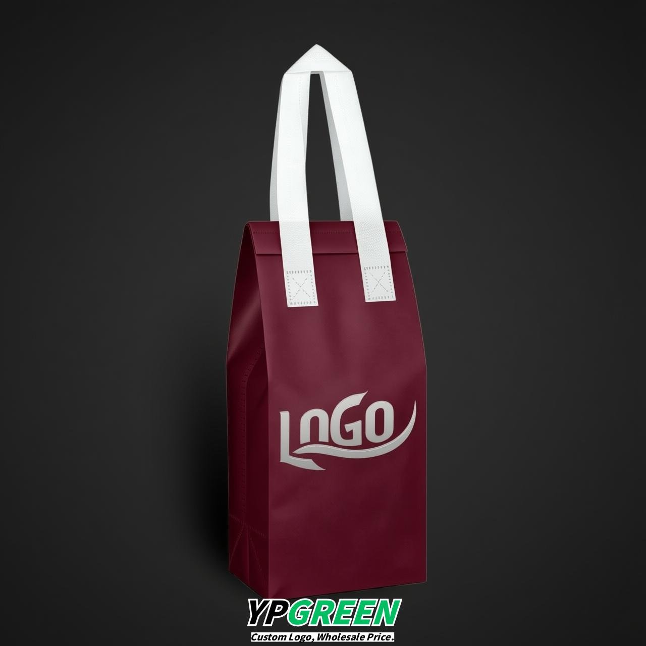 Wine Red Individual insulated take away bags wholesale 11x4.7x3.9 inches Thermal Beverage Take Out Bags