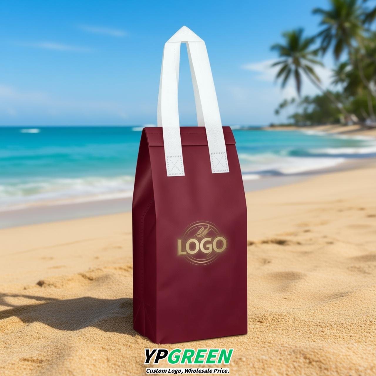Wine Red Individual insulated take away bags wholesale 11x4.7x3.9 inches Thermal Beverage Take Out Bags