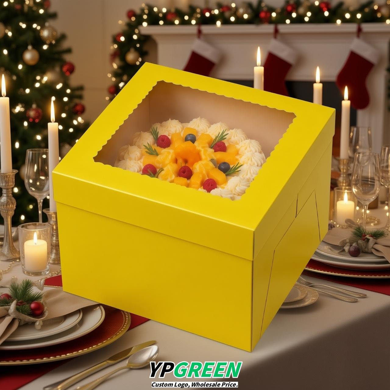 Yellow 10 & 12 inches Tall Cake Box with Window - Square Cardboard Cake Box Yellow 10 & 12 inches Tall Cake Box with Window - Square Cardboard Cake Box