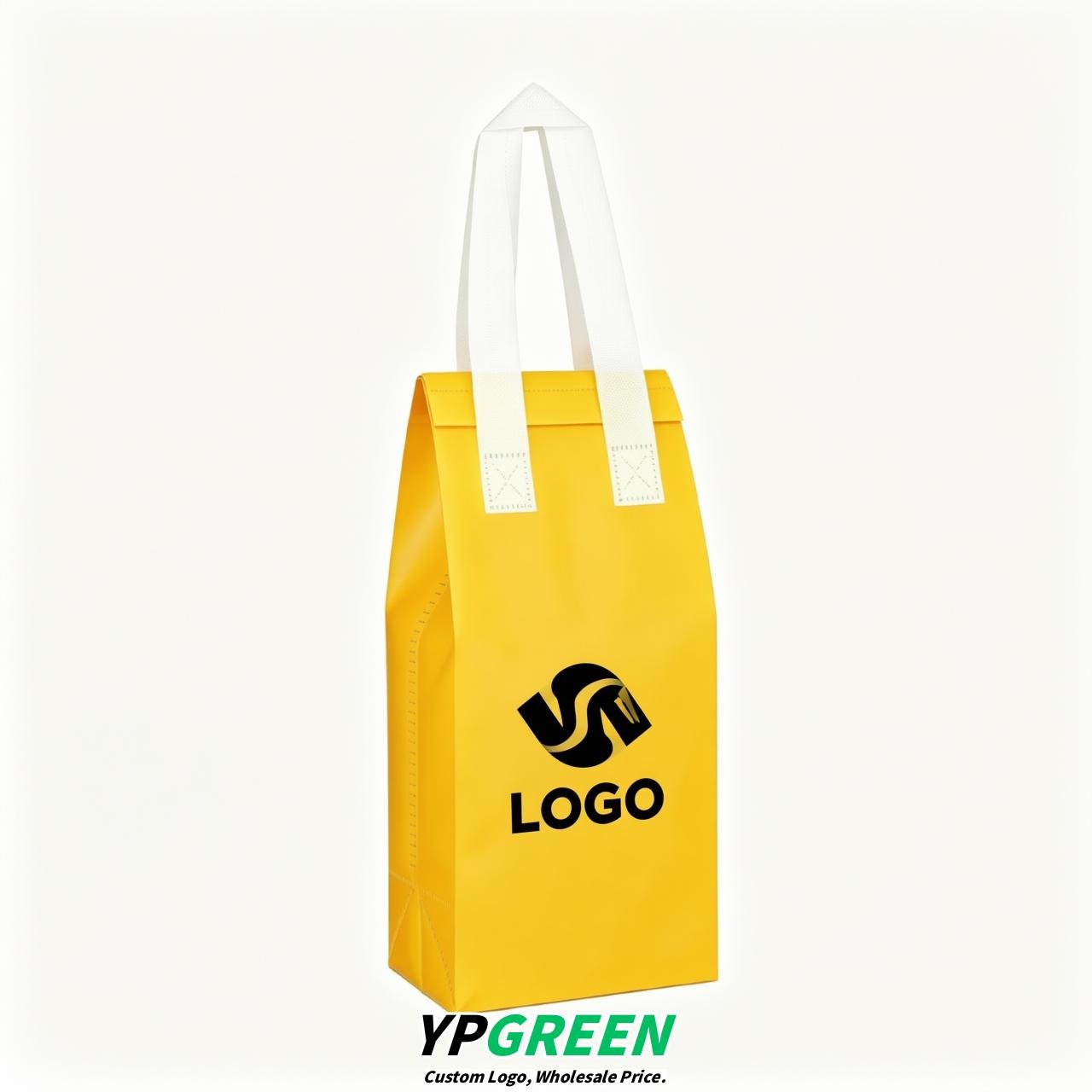 Yellow Individual insulated take away bags wholesale 11x4.7x3.9 inches Thermal Beverage Take Out Bags