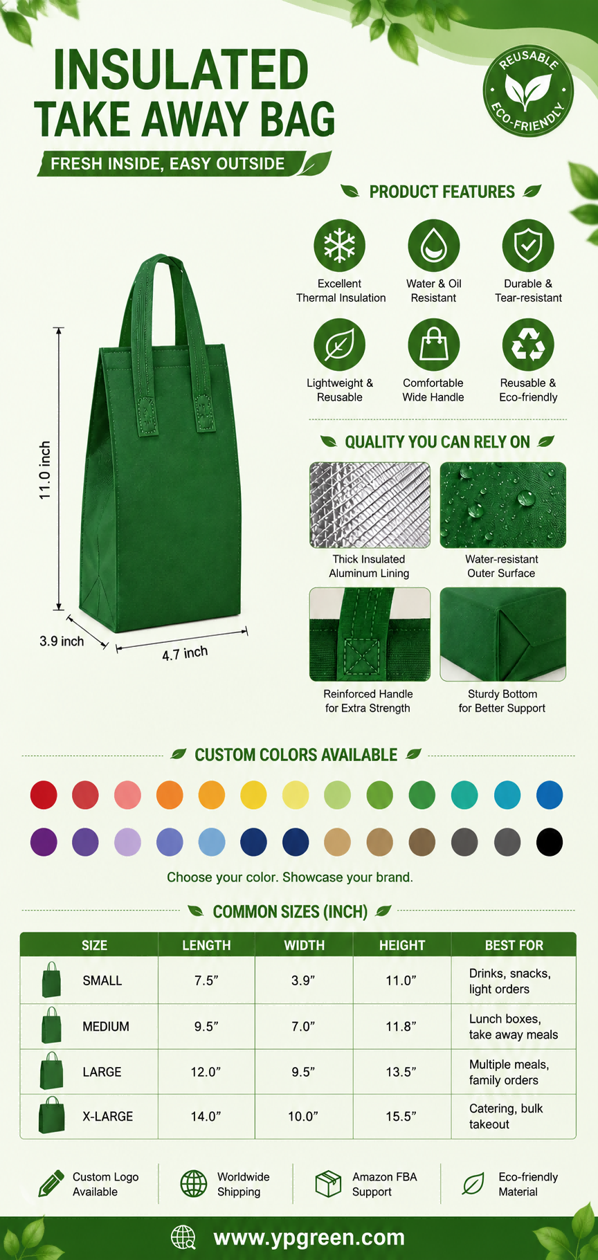 Wine Red Individual insulated take away bags wholesale 11x4.7x3.9 inches Thermal Beverage Take Out Bags
