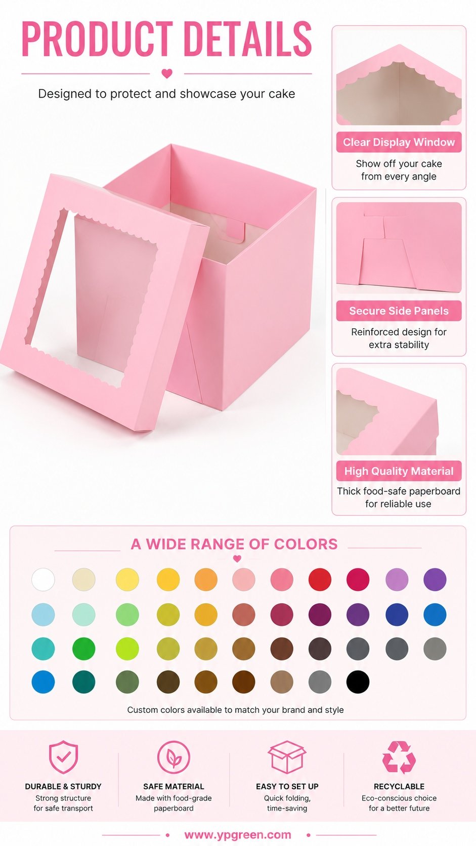 Beige 10 & 12 inches Cake Box with Window - Square Cardboard Cake Box Beige 10 & 12 inches Cake Box with Window - Square Cardboard Cake Box