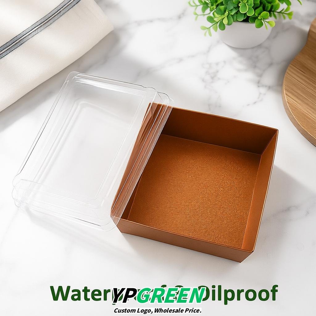 Amber Charcuterie Boxes with Clear Lids - 4 inches & 5 inches Disposable Paper Square Food Containers