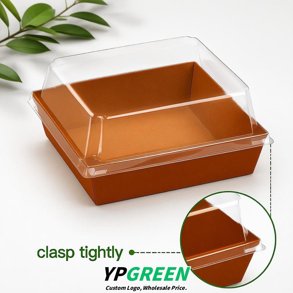 Amber Charcuterie Boxes with Clear Lids - 4 inches & 5 inches Disposable Paper Square Food Containers