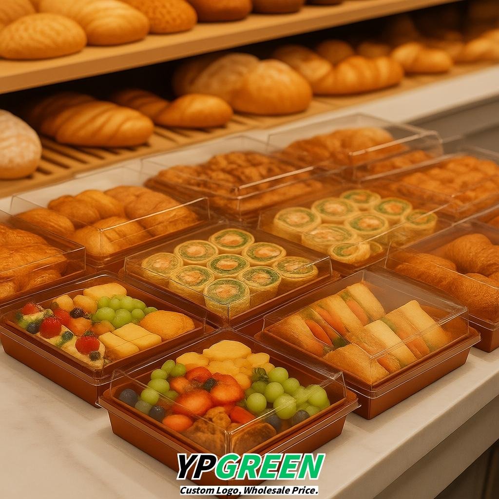 Amber Charcuterie Boxes with Clear Lids - 4 inches & 5 inches Disposable Paper Square Food Containers