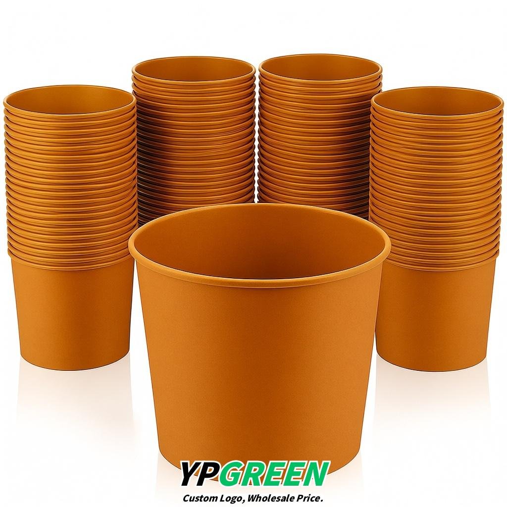 Amber 85 oz Paper Buckets 6.9x5.7x6.3 Inches Cardboard Food Container
