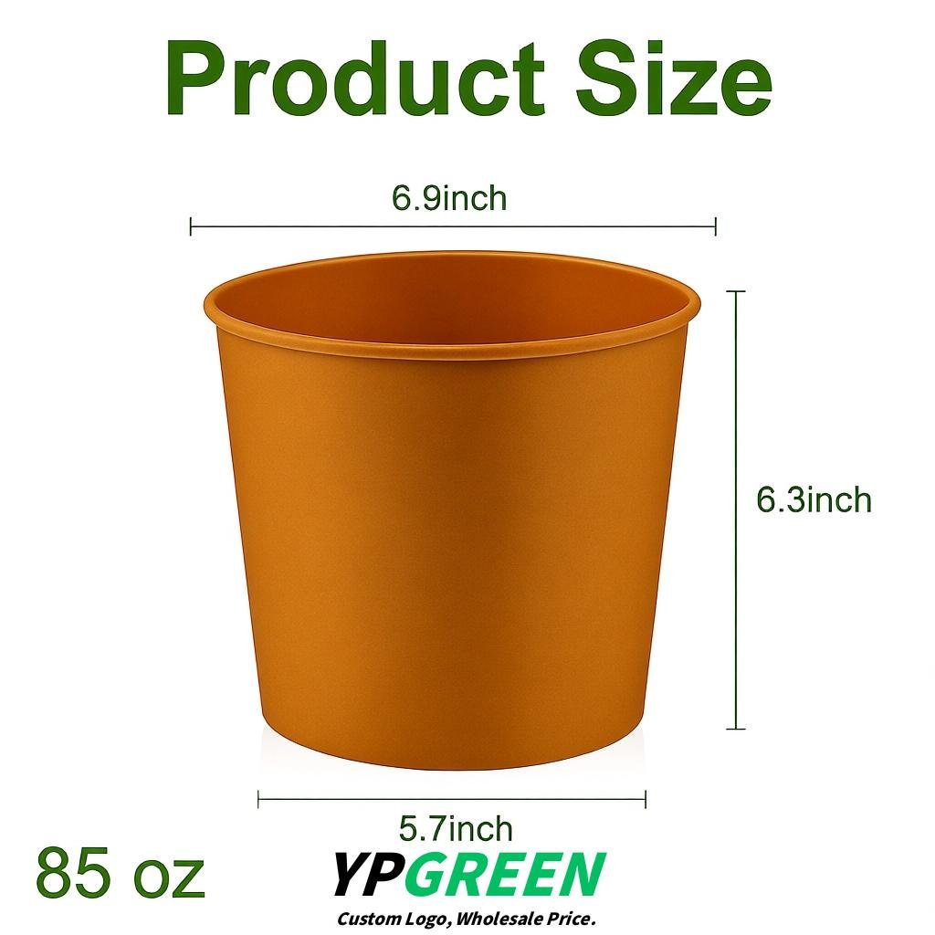 Amber 85 oz Paper Buckets 6.9x5.7x6.3 Inches Cardboard Food Container