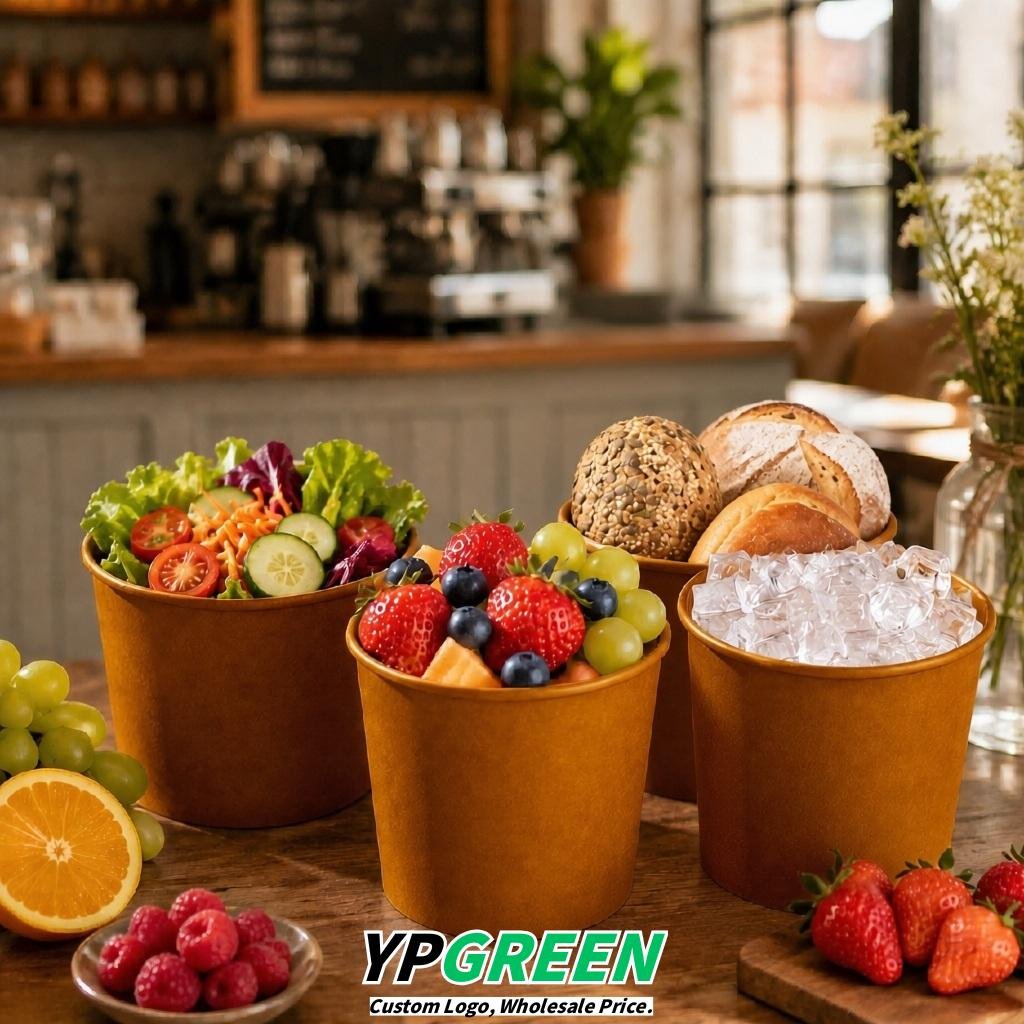 Amber 85 oz Paper Buckets 6.9x5.7x6.3 Inches Cardboard Food Container