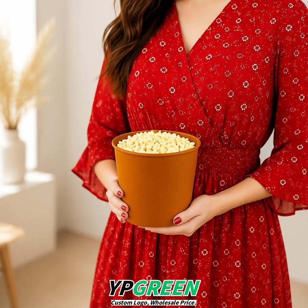 Amber 85 oz Paper Buckets 6.9x5.7x6.3 Inches Cardboard Food Container