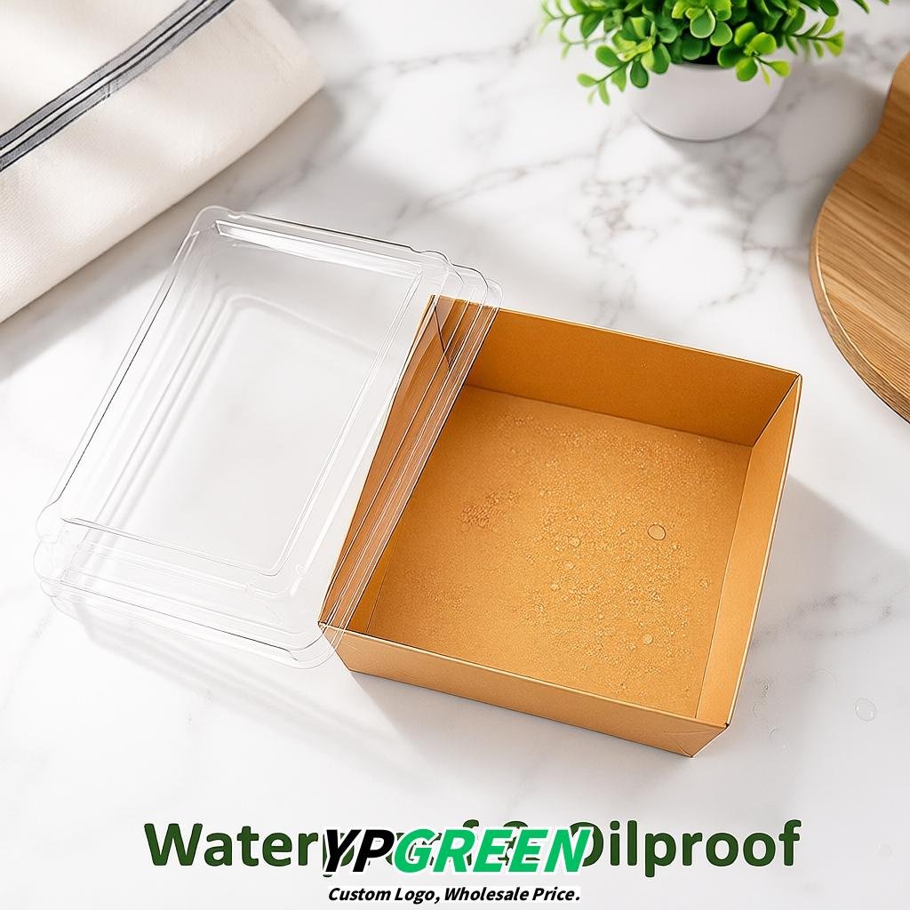 Apricot Charcuterie Boxes with Clear Lids - 4 inches & 5 inches Disposable Paper Square Food Containers