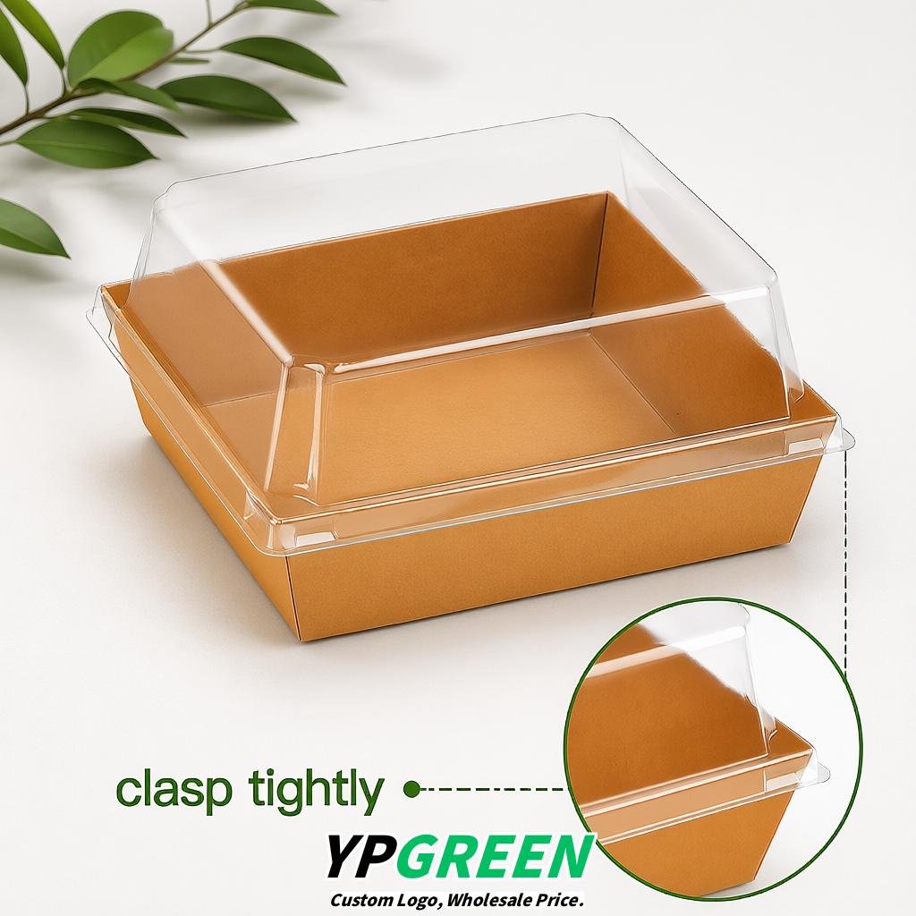 Apricot Charcuterie Boxes with Clear Lids - 4 inches & 5 inches Disposable Paper Square Food Containers