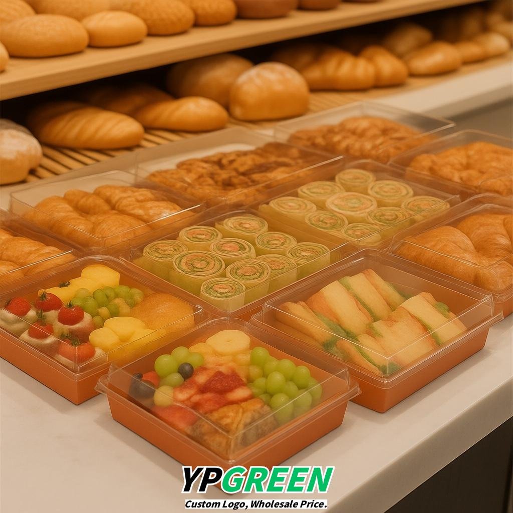 Apricot Charcuterie Boxes with Clear Lids - 4 inches & 5 inches Disposable Paper Square Food Containers
