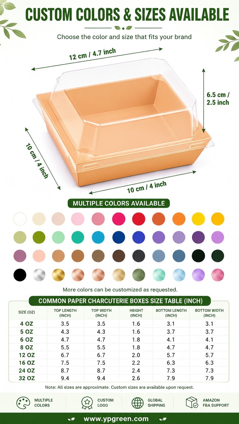 Apricot Charcuterie Boxes with Clear Lids - 4 inches & 5 inches Disposable Paper Square Food Containers Apricot Charcuterie Boxes with Clear Lids - 4 inches & 5 inches Disposable Paper Square Food Containers
