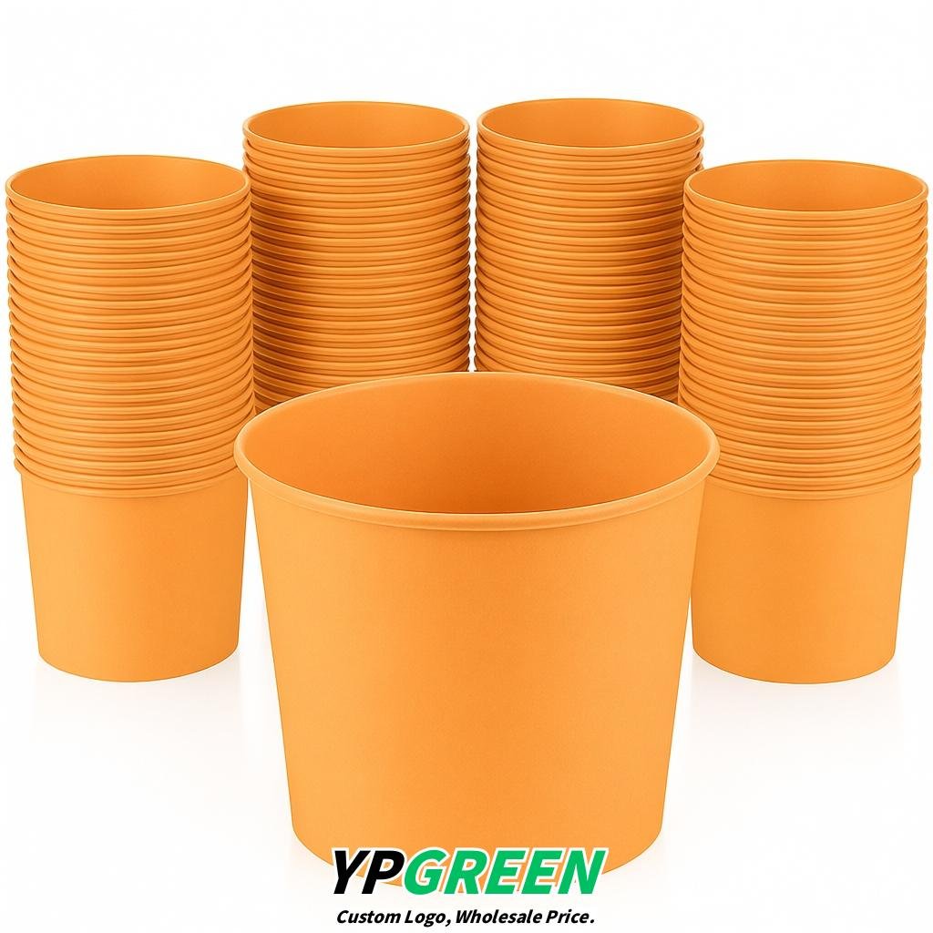 Apricot 85 oz Paper Buckets 6.9x5.7x6.3 Inches Cardboard Food Container
