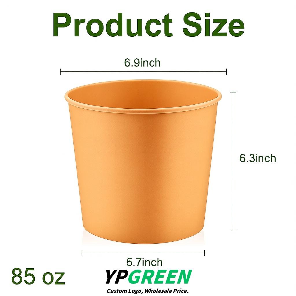 Apricot 85 oz Paper Buckets 6.9x5.7x6.3 Inches Cardboard Food Container