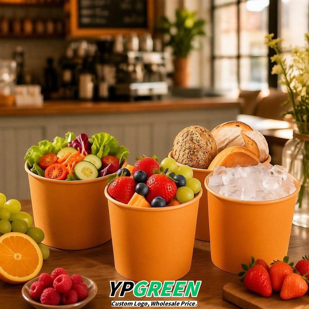 Apricot 85 oz Paper Buckets 6.9x5.7x6.3 Inches Cardboard Food Container