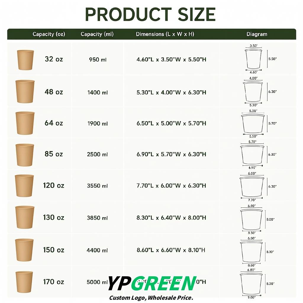 Apricot 85 oz Paper Buckets 6.9x5.7x6.3 Inches Cardboard Food Container
