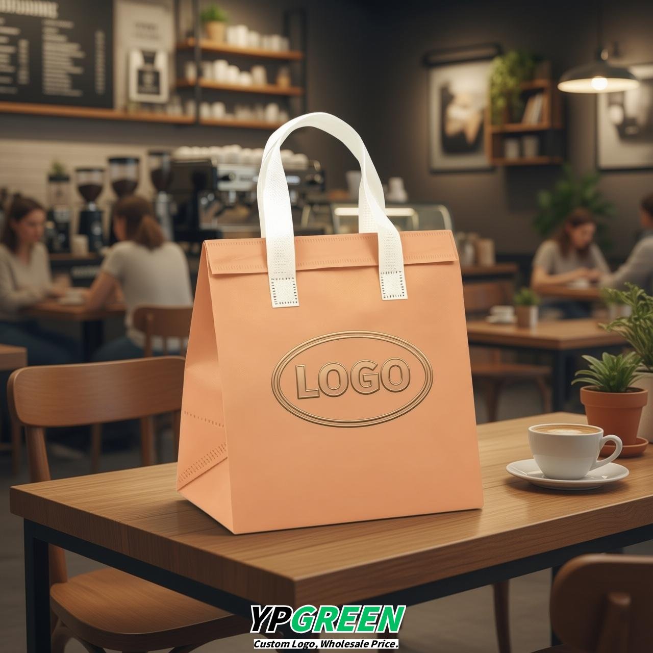 Apricot 4-Cup insulated take away bags wholesale 9.5 x 9.5 x 6 inches for Hot & Cold Drink Delivery