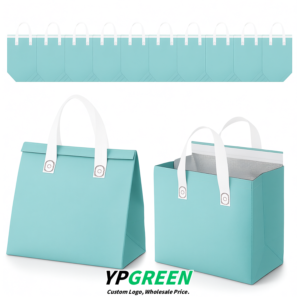 Aquamarine 4-Cup insulated take away bags wholesale 9.5 x 9.5 x 6 inches for Hot & Cold Drink Delivery