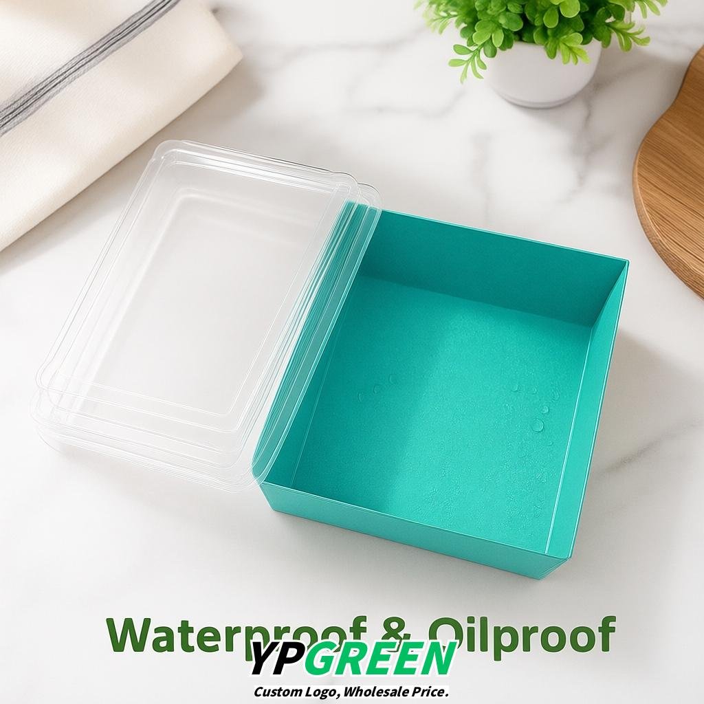 Aquamarine Charcuterie Boxes with Clear Lids - 4 inches & 5 inches Disposable Paper Square Food Containers