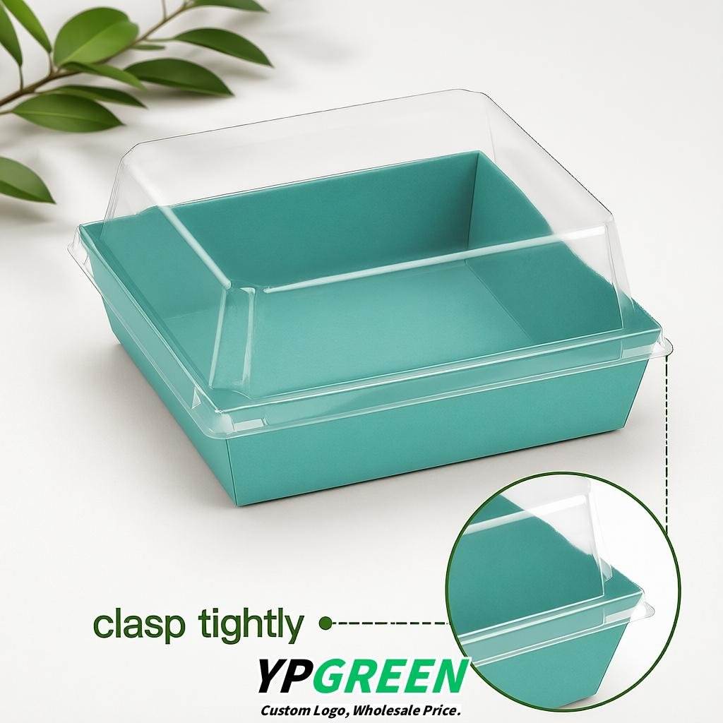 Aquamarine Charcuterie Boxes with Clear Lids - 4 inches & 5 inches Disposable Paper Square Food Containers