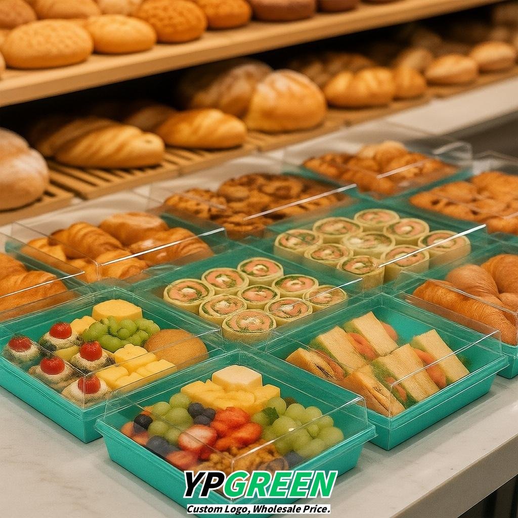 Aquamarine Charcuterie Boxes with Clear Lids - 4 inches & 5 inches Disposable Paper Square Food Containers