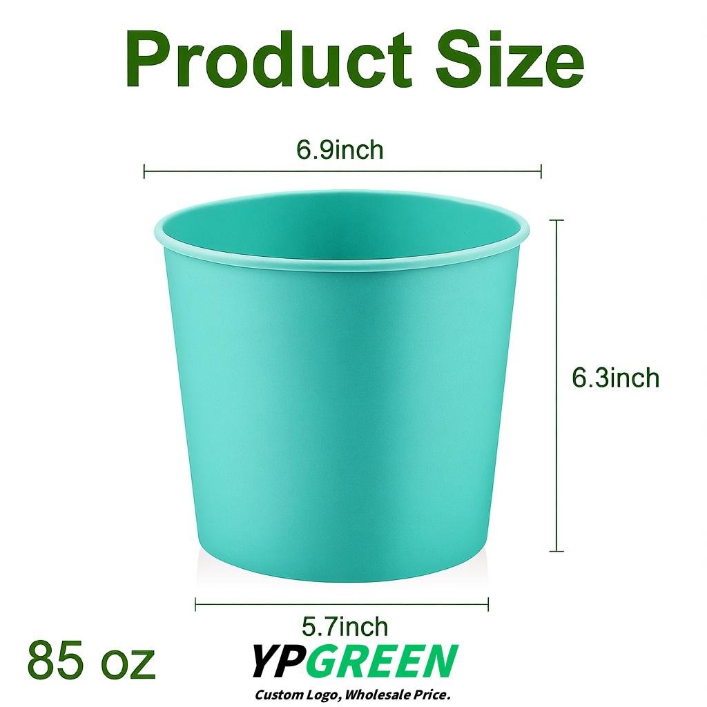 Aquamarine 85 oz Paper Buckets 6.9x5.7x6.3 Inches Cardboard Food Container
