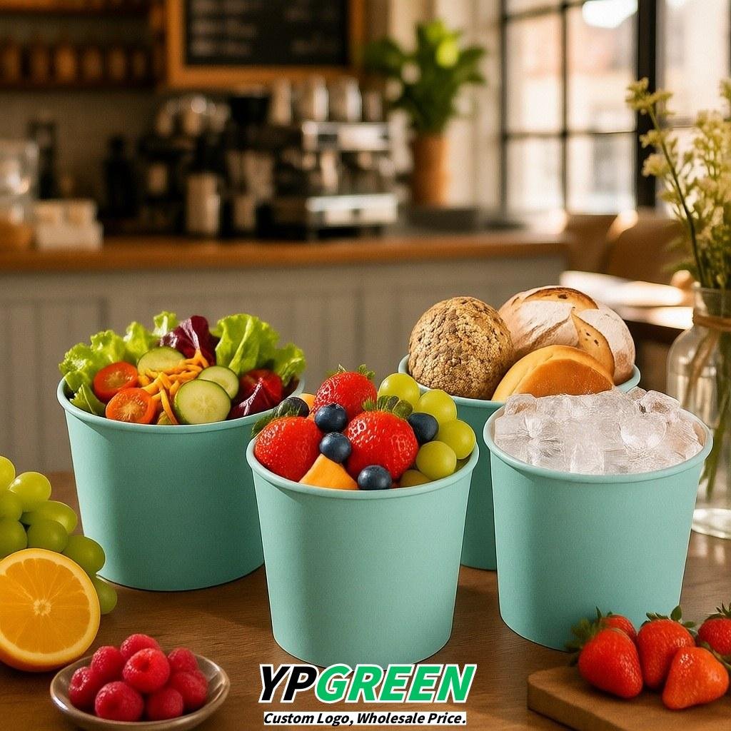 Aquamarine 85 oz Paper Buckets 6.9x5.7x6.3 Inches Cardboard Food Container