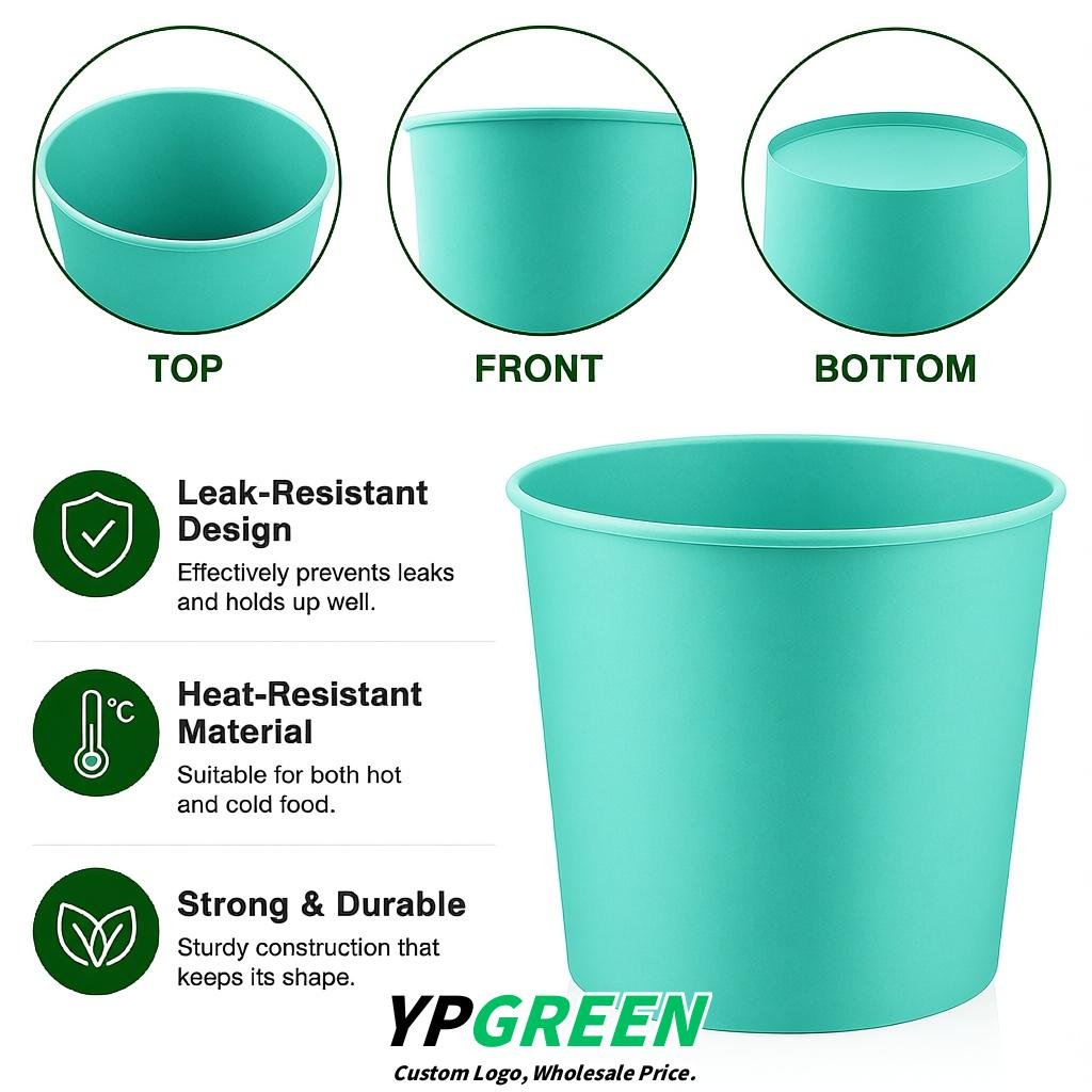 Aquamarine 85 oz Paper Buckets 6.9x5.7x6.3 Inches Cardboard Food Container