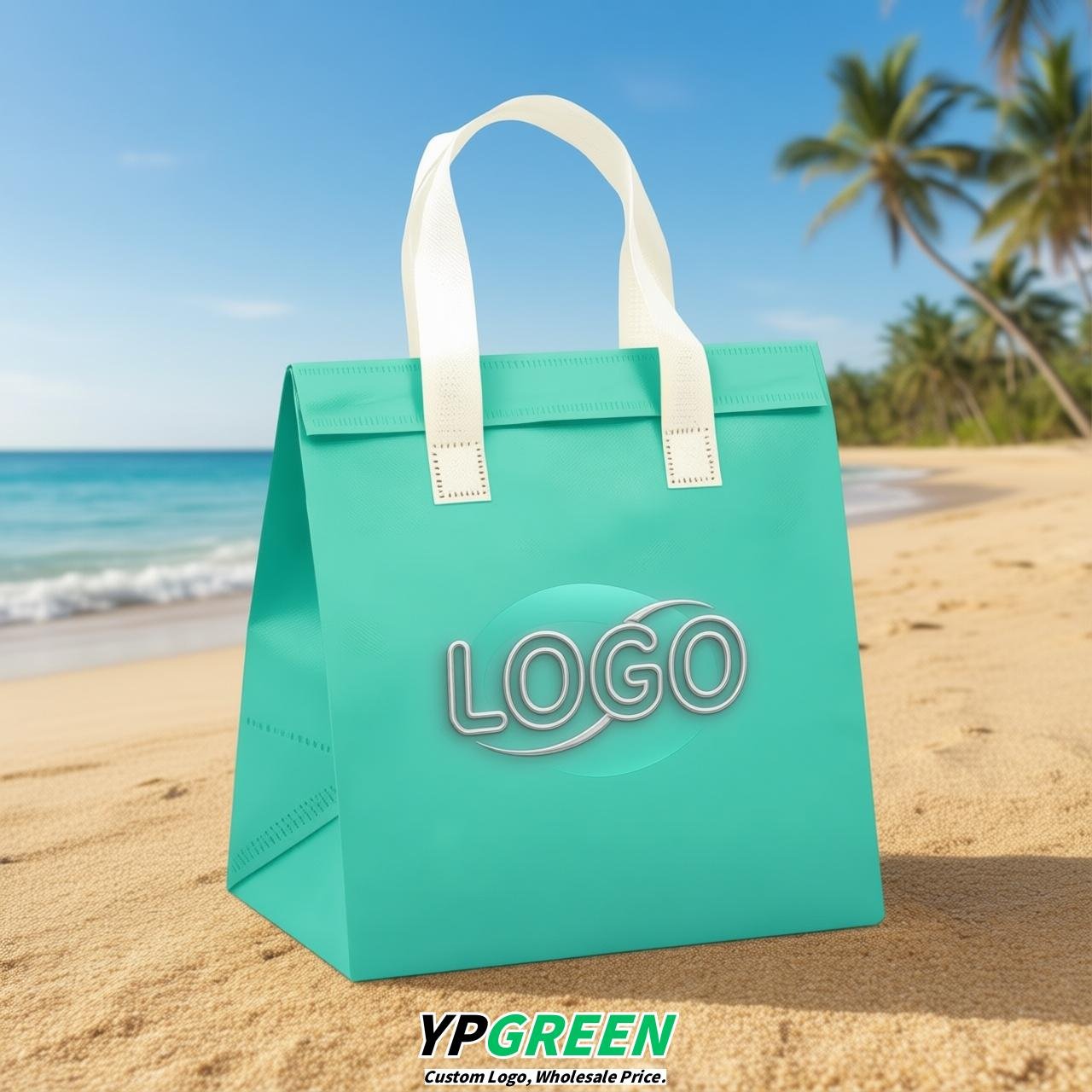 Aquamarine 4-Cup insulated take away bags wholesale 9.5 x 9.5 x 6 inches for Hot & Cold Drink Delivery