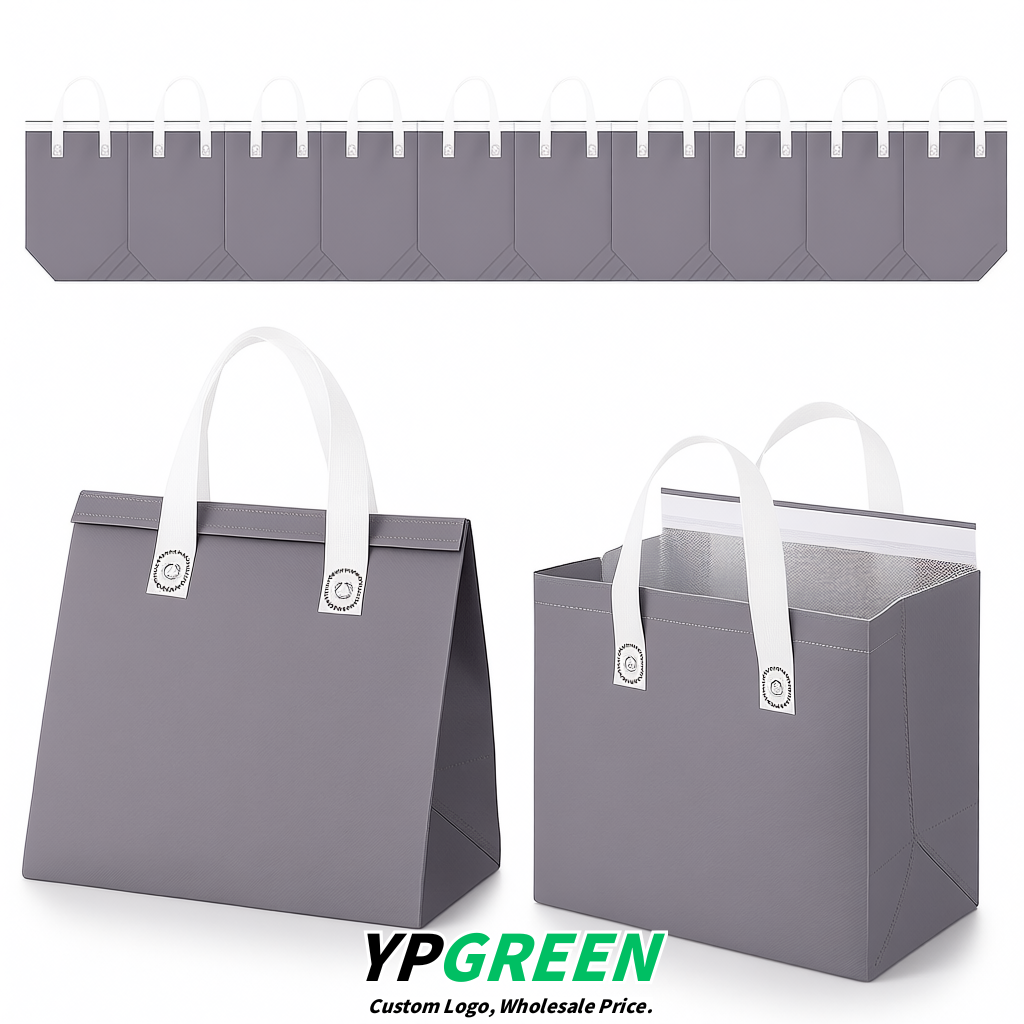 Aurora Gray 4-Cup insulated take away bags wholesale 9.5 x 9.5 x 6 inches for Hot & Cold Drink Delivery