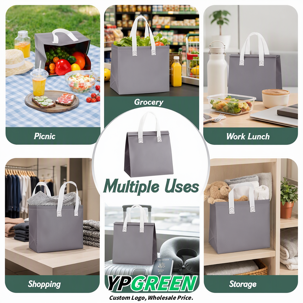 Aurora Gray 4-Cup insulated take away bags wholesale 9.5 x 9.5 x 6 inches for Hot & Cold Drink Delivery