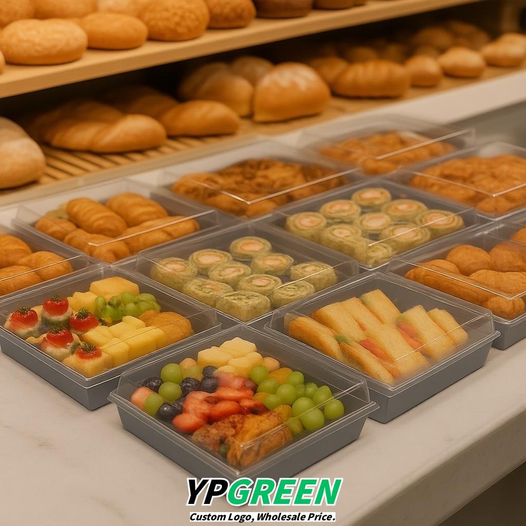 Aurora Gray Charcuterie Boxes with Clear Lids - 4 inches & 5 inches Disposable Paper Square Food Containers