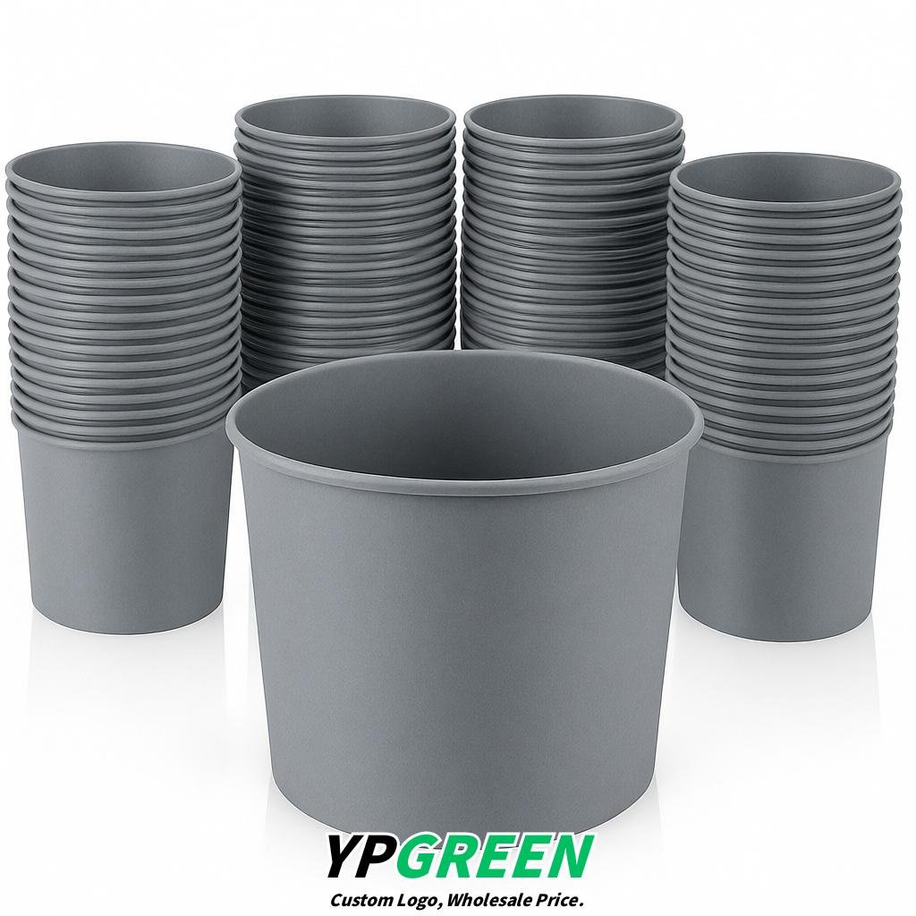 Aurora Gray 85 oz Paper Buckets 6.9x5.7x6.3 Inches Cardboard Food Container
