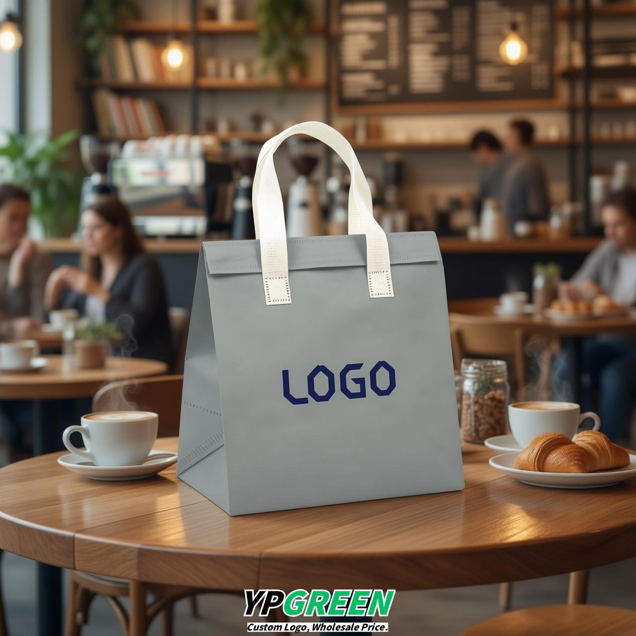 Aurora Gray 4-Cup insulated take away bags wholesale 9.5 x 9.5 x 6 inches for Hot & Cold Drink Delivery