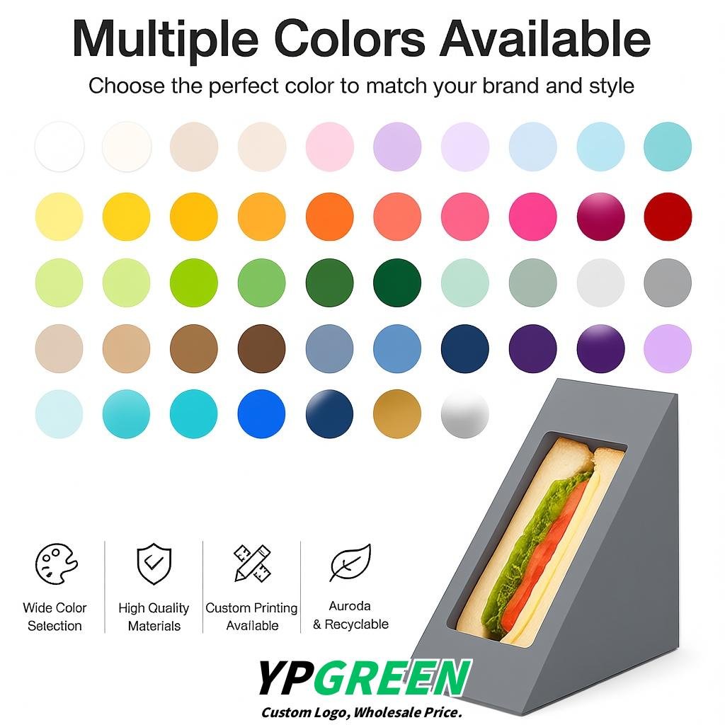 Aurora Gray Triangle Paper Sandwich Boxes with Window 4.7x4.7x2.6 Inch - Factory Direct Aurora Gray Triangle Paper Sandwich Boxes with Window 4.7x4.7x2.6 Inch - Factory Direct